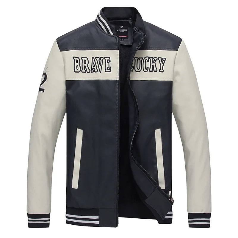 Mcikkny Fashion Men Pu Leather Jackets Coats Stand Collar Fleece Lined Jackets Outwear For Male Size M-3XL Windbreak  (5)