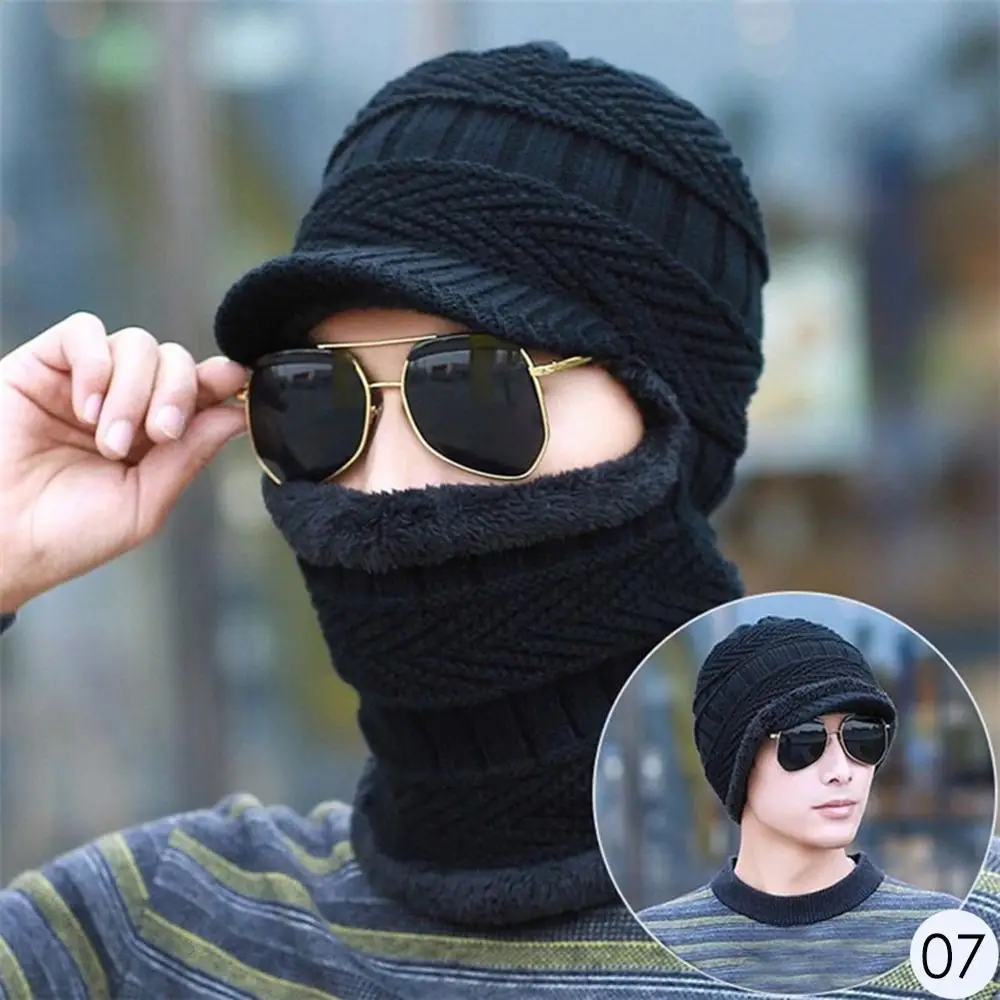 Зимние шапки для мужчин Skullies Beanie шапка зимняя шапка для мужчин и женщин шерстяной шарф шапка s Набор Балаклава маска Gorras Bonnet вязаная шапка - Цвет: 07