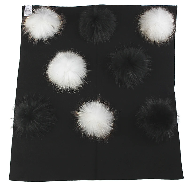 black wht4 blk4 Теплое шерстяное Пеленальное Одеяло для новорожденных и детей постарше, одеяло для сна для путешествий с натуральным меховым помпоном, одноцветные постельные пеленки - Цвет: black wht4 blk4