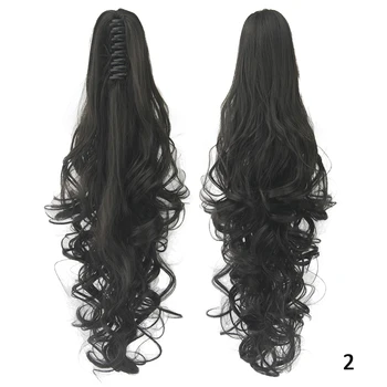 Soowee 24inch Long Gray Blonde Wavy Clip on Hairpiece Extensions Pony Tail High Temperature Fiber Synthetic Hair Claw Ponytails 3