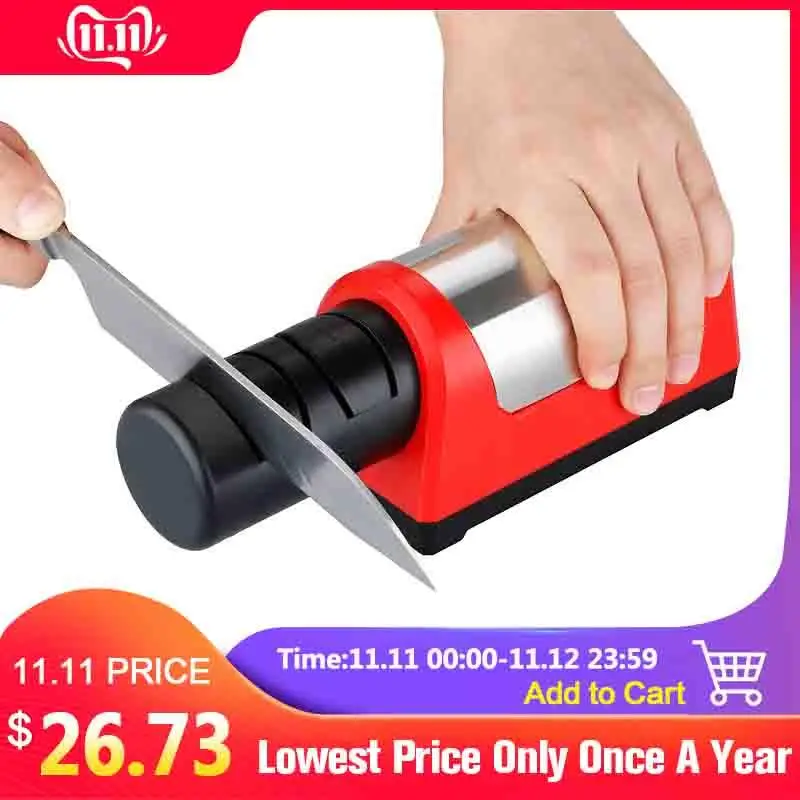 

New Auto Knife Grinder Electric Knife Sharpener Diamond Steel Ceramic Sharpening Stone Two Stages Diamond Kitchen Knife EU Plug