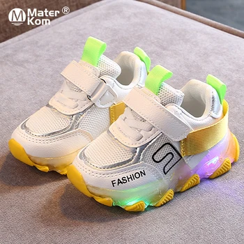 

Size 21-30 Baby Sneakers with Luminous Sole Children Led Light Up Shoes Girls Glowing Casual Sneakers Breathable Toddler Shoes