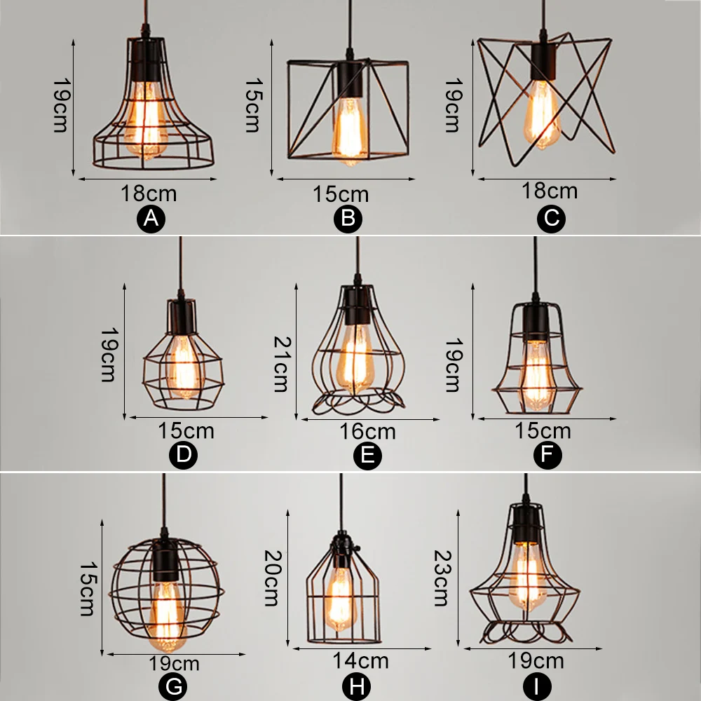 Ретро промышленная железная клетка люстра подвесные светильники E27 Светодиодный черный подвесной светильник для кухни гостиной спальни ресторана