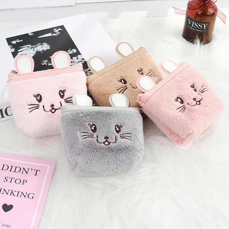 Kawaii животные монета с мышью кошельки держатель сумка на молнии Дети Женщины мальчик девочка детская мягкая сумка подарок мини плюшевые кошельки для денег