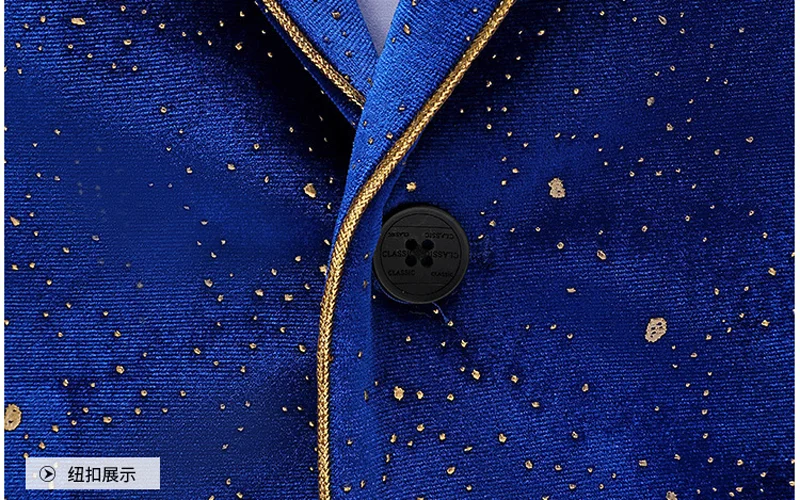 Men Royal Blue Velvet Tuxedo Suit Wedding Groom Dress Suits Pants One Button Peak Lapel Dinner Party Costume