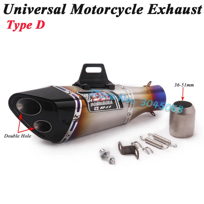 Универсальный мотоцикл Yoshimura выхлопной трубы Escape изменение мото 2 глушитель с отверстиями для Ninja400 Z250 R15 MT-09 GSXR150 CBR300 ER6N