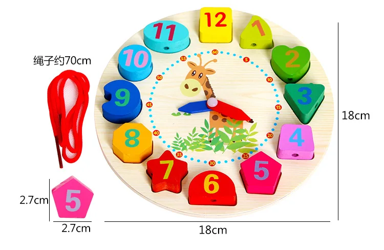 Детские деревянные геометрические формы браслет из бисера строительные блоки соответствующие игры детские развивающие понимание с цифрами время Cl