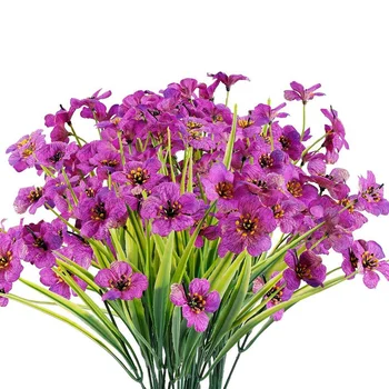 

12 Bunches of Artificial Flowers Outdoor Artificial Flowers Artificial Plastic Plants Garden Porch Decoration (Purple)