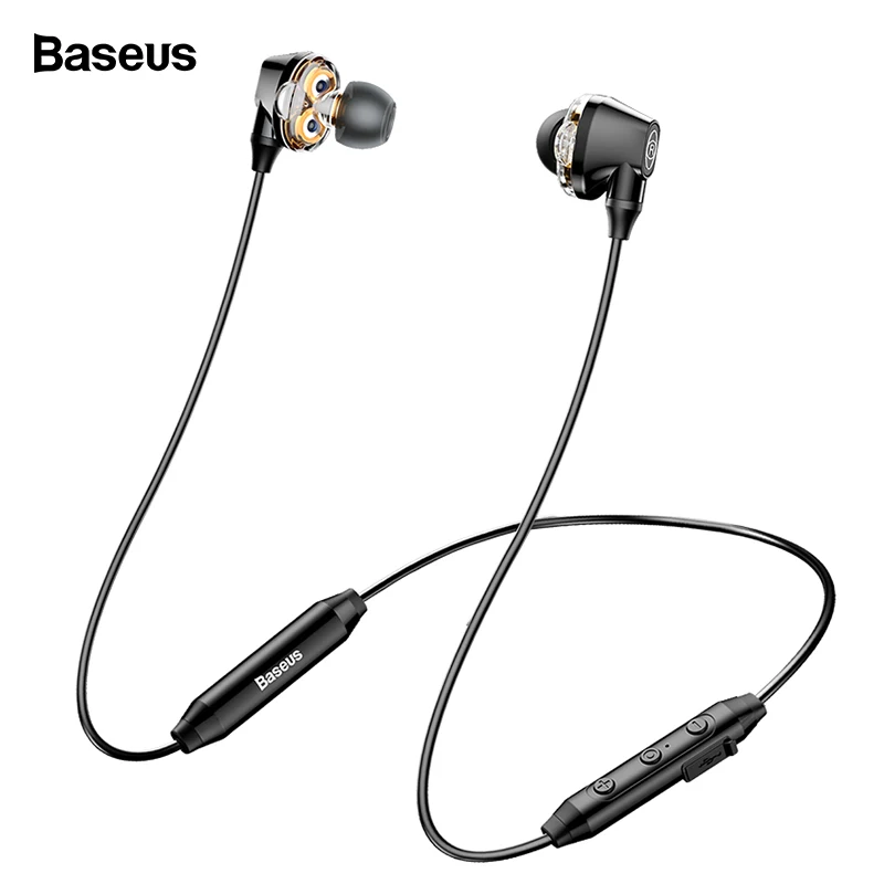 Baseus S10 Bluetooth наушники беспроводные наушники для телефона IPX5 двойной драйвер гарнитура с микрофоном спортивные наушники шлем fone de ouvido