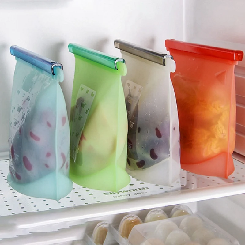 1000 мл силиконовый мешок многоразовый силиконовый мешок для еды Zero отходов Ziplock мешок для хранения еды холодильник свежие сумки Organiz
