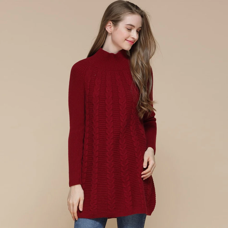 YJMY внутренний монгольский кашемировый свитер для женщин ребристый водолазка рукава подол зимний кабель вязать в магазине Slava