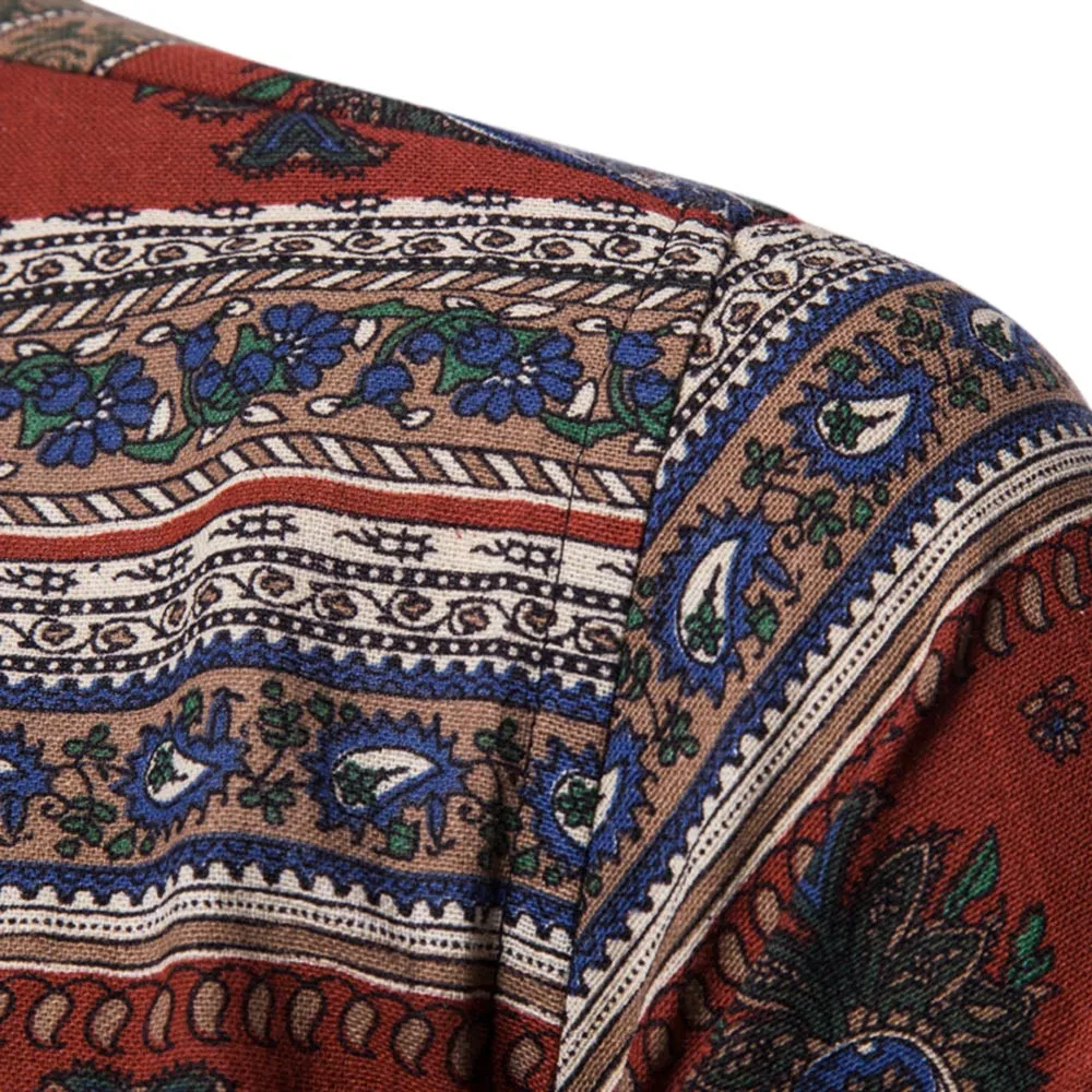 Homens da camisa Цветочные Восьмиугольные импрессо Baixo Camisa hawaiana camisa Manga longa camisas de Roupas Цветочные masculina 10,4