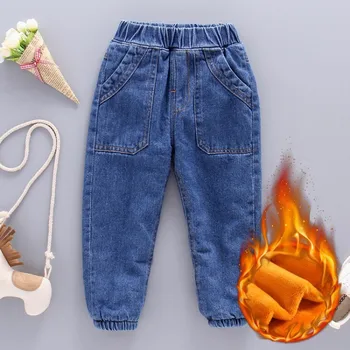

Kids Winter Plush Jeans Boys Thick Pants Girls Velvet Trousers Children Warm Winter Leggings Clothes 2-7yrs Boy Girl Clothing