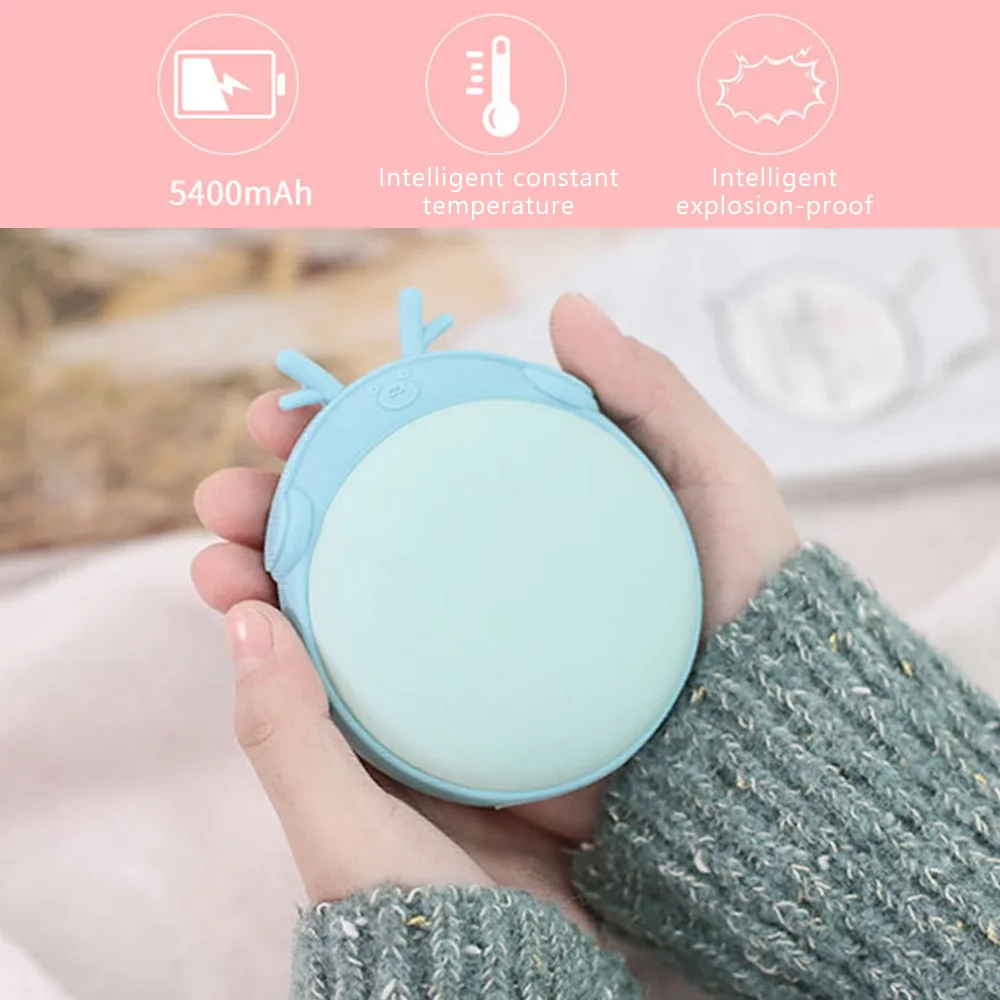 2 в 1 подогреватель для рук, умный милый внешний аккумулятор, USB, 5400 мА/ч, ручная грелка, карманный, быстрый нагрев, согревающий внешний аккумулятор, аккумулятор