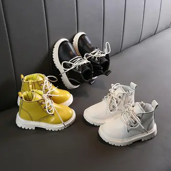 

New Kids Martin Boots Girls Leather Short Boots Fashion Brand Children Boys Boots Waterproof Ankle Baby Snow Boots For Girls