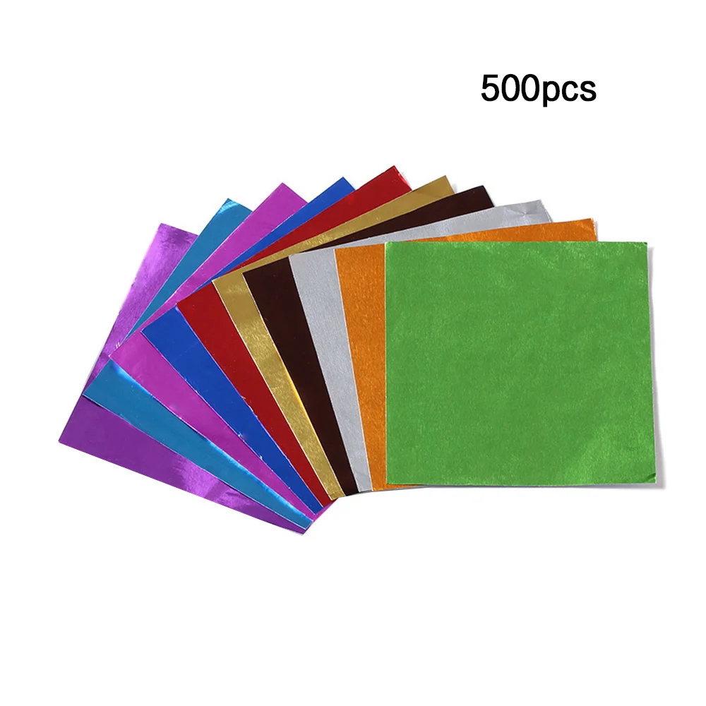 

500pcs DIY Food Aluminum Foils Paper Square Candy Package Chocolate Cookie Wrappers Party DIY Embossing Gift Packaging Paper