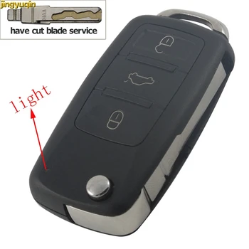 

Jingyuqin 4 Buttons Remote Flip Car Key Shell Cover for VW Volkswagen Touareg DKT0042 FOB Car Key Case Styling