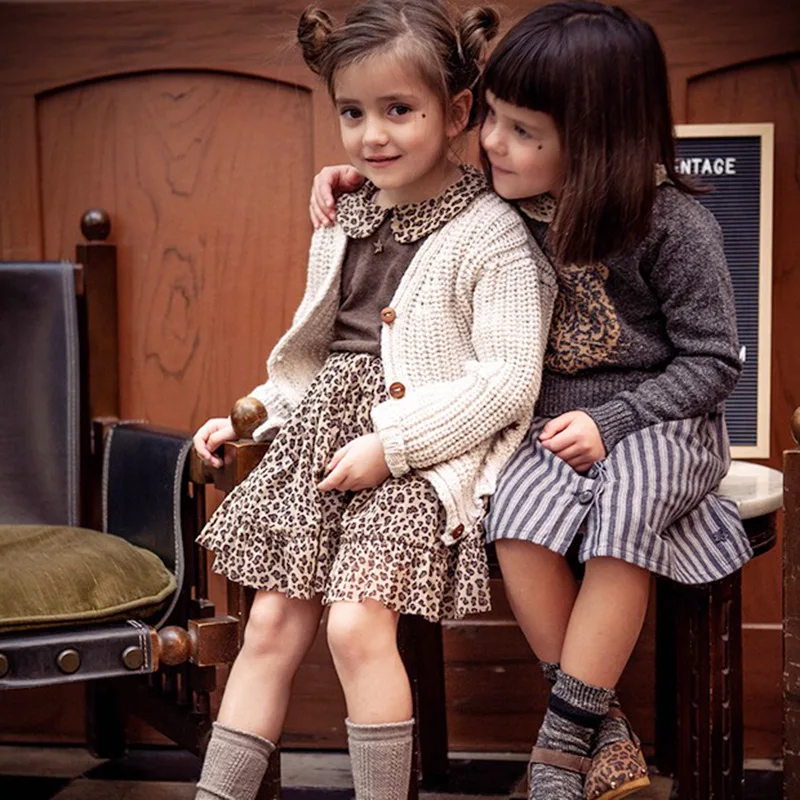 Baratos Tocoto Vintage niños niñas suéteres de invierno y falda niños niñas niños jerséis de tigre marca de moda niños invierno ropa de punto