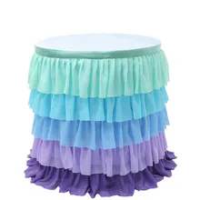 5 слоев радуги Тюль настольная юбка Baby Shower украшения первый день рождения скатерть юбки свадебный фон Рождественский Декор