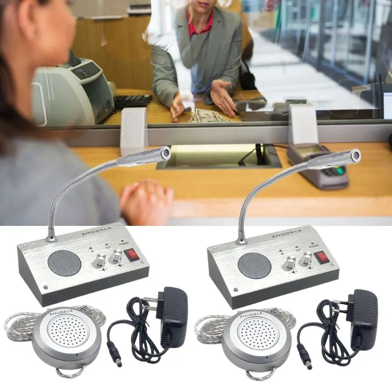 Dual Way Window Intercom System Bank Counter Interphone Zero-touch For Business Store Bank Station Ticket Window 9908
