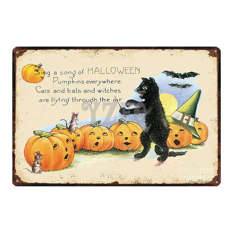 DU-3141 Тыква Happy Halloween Винтаж жестяная вывеска металлическая пластина кошка рождественские украшения для дома стены искусства вечерние декор 30X20 см DU-3148 - Цвет: DU-3141