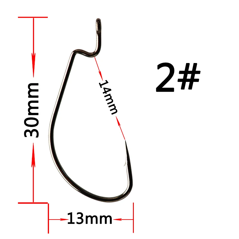 Время Мягкая приманка крючок кривошипный крючок Высокоуглеродистая сталь басовые крючки для Червяков мягкая колючая Экстра широкий зазор Техасский джиг рыболовный крючок приманки - Цвет: Size 2