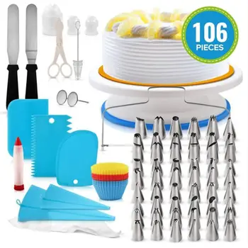

106Pcs Cake Decorating Kit Supplies with Cake Turntable Pastry Bags Frosting