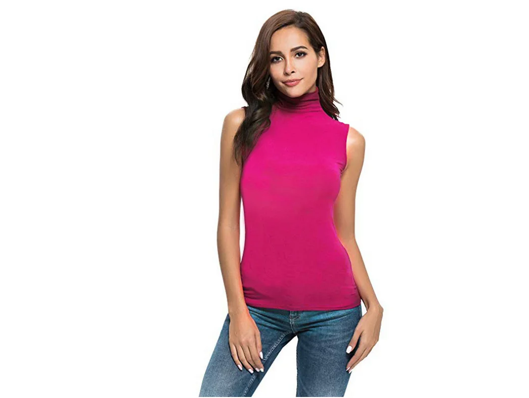 Brand New Fashion Sexy Women High Neck Sleeveless Tank Top Vest Casual Tee Solid Tanks Hot Sale