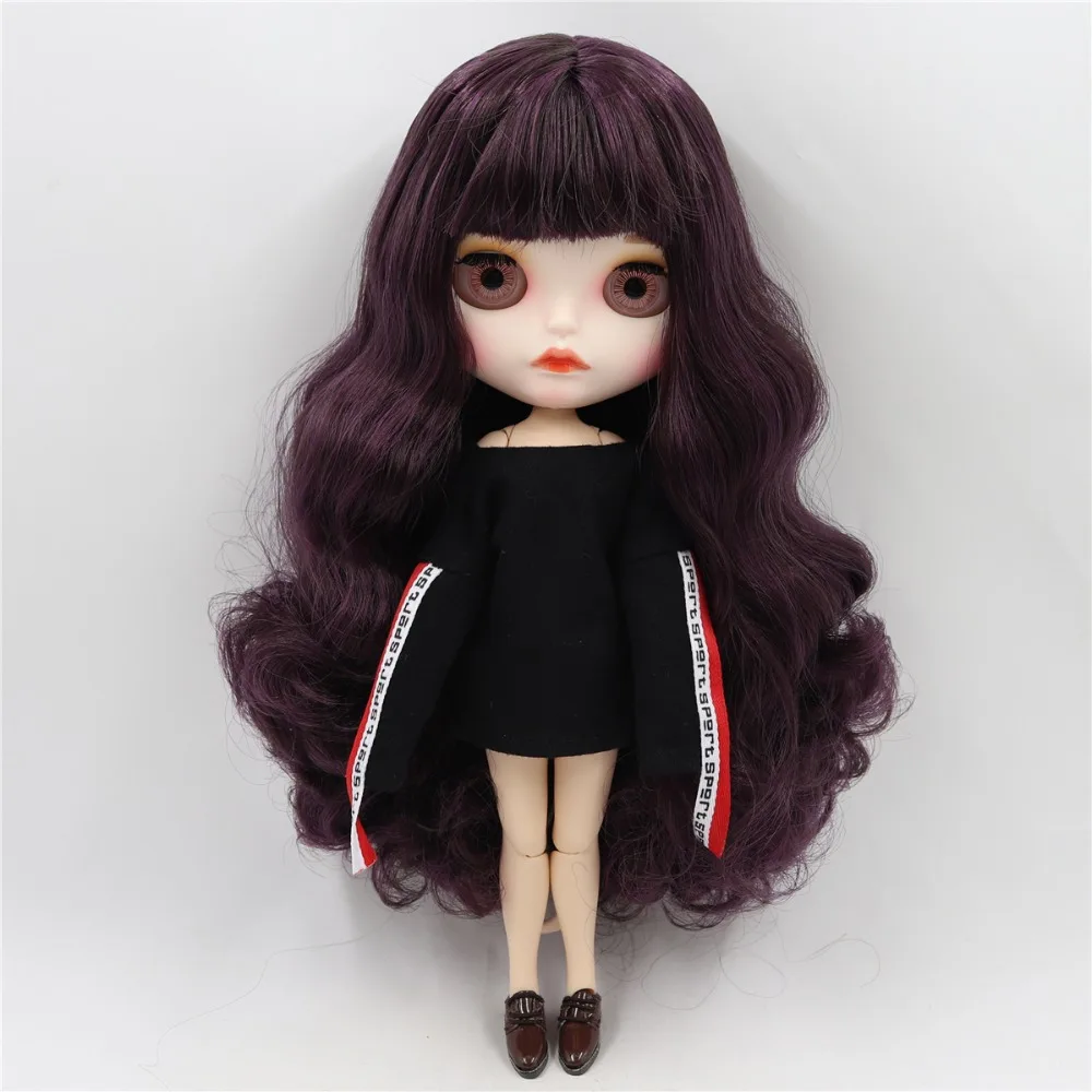 Saylor - Premium Custom Neo Blythe Muñeca con cabello morado, piel blanca y cara puchero mate 3