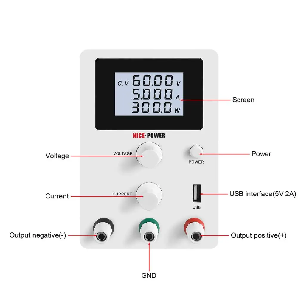 ЖК-дисплей Экран мини Регулируемый DC Питание 60V 5A 110/220V Переключая Напряжение регулятор стабилизаторы ремонт ноутбуков паяльная