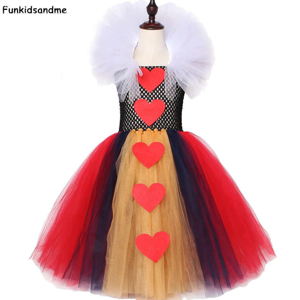 Queen Of Hearts Tutu Dress Girl Kids Halloween Carnival Dress Red And Black White Queen Alice Cosplay Costume Girls Party Dress Dresses Aliexpress