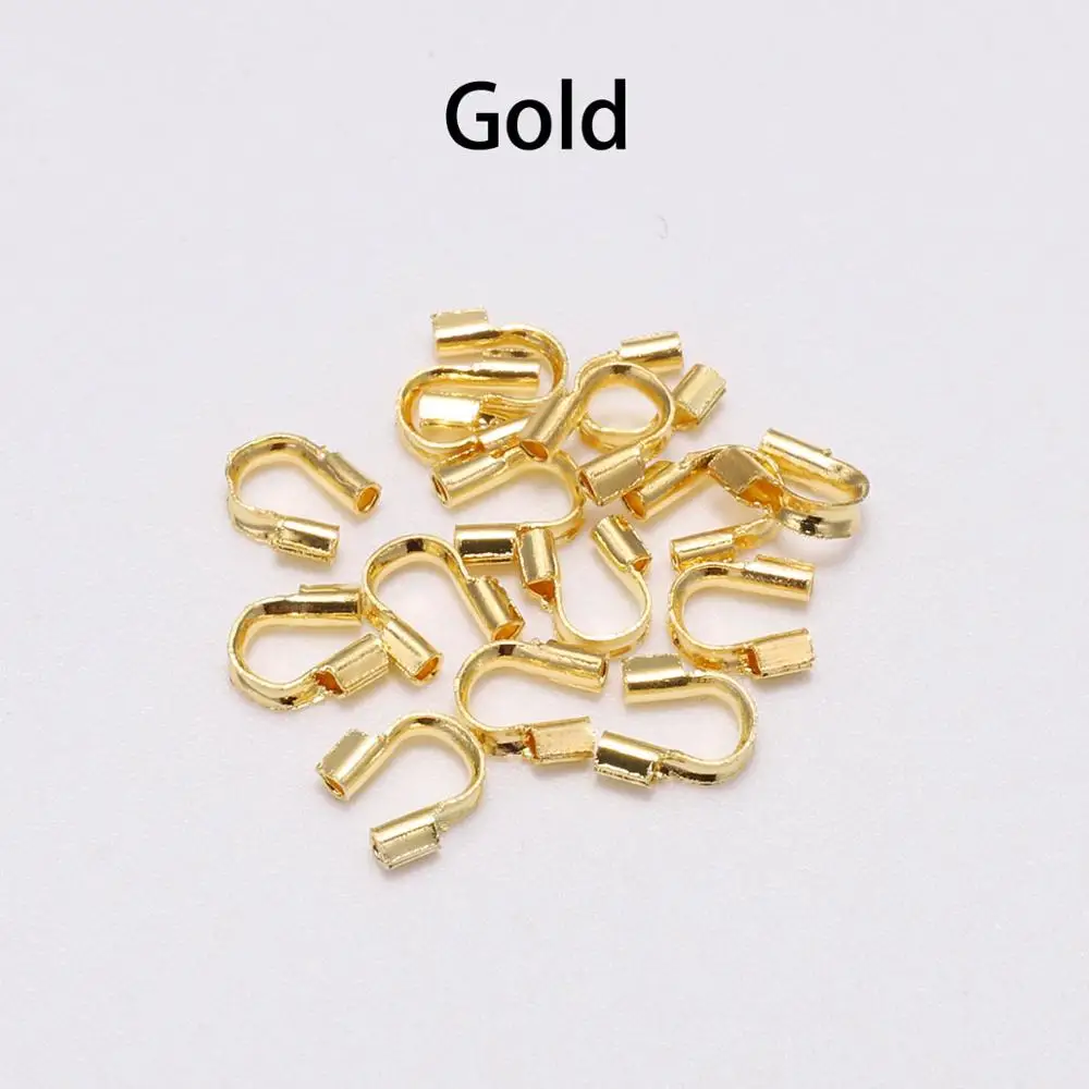 Gold 100 шт./пакет 4,5*4 мм Провода Протекторы предохранитель Провода Guardian протекторы петли U Форма Разъем Аксессуары для изготовление, поиск ювелирных изделий - Цвет: Gold