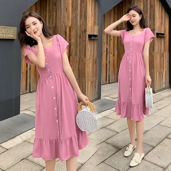 

Nursing dress pregnant women wear invisible zippers in both sides breastfeeding dresses maternity gown pregnancy korean style