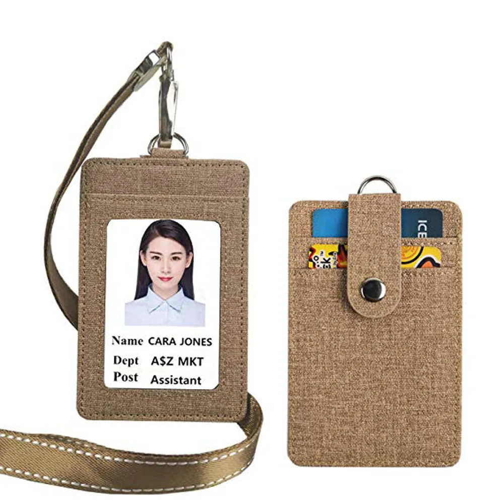 

Manufacturers Direct Selling Work Certificate Card Sleeve Lanyard Genuine Leather Employee Chest Card Cover Work Label Card Bit