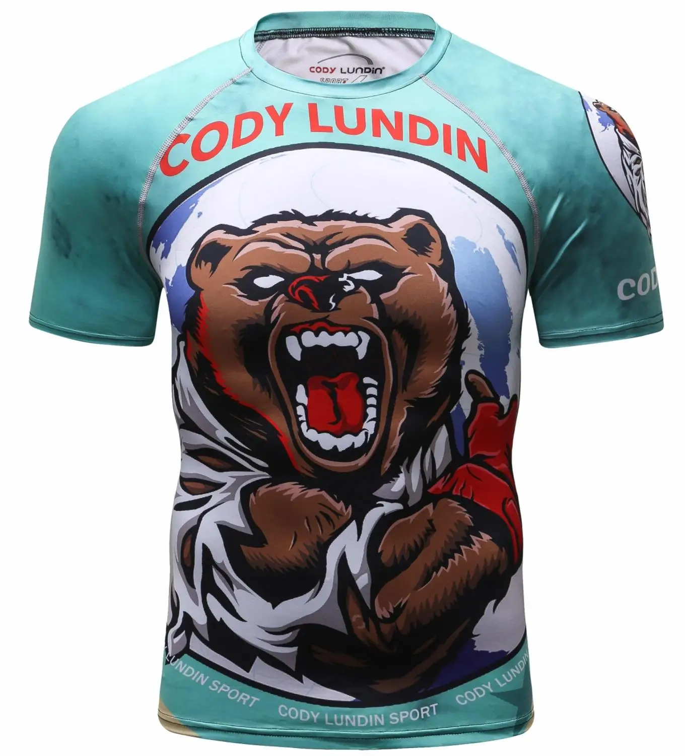 Men's Compression Animal Pattern Sports Fitness Elastic T-Shirt Quick-Drying Running Fitting T-shirt O neck