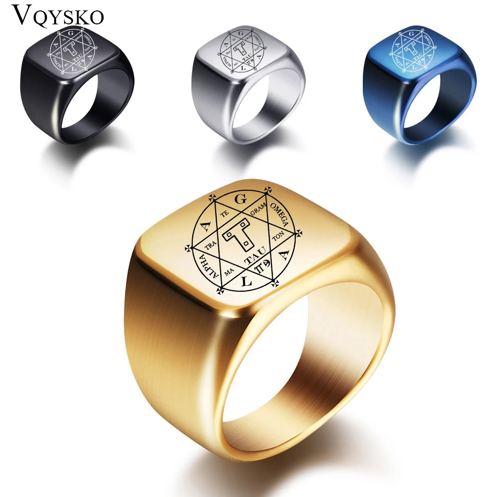Customize Men Seal Solomon Kabbalah Amulet Signet Rings Fashion Ins Stainless Steel Personal Male Jewelry Accessories Anillo
