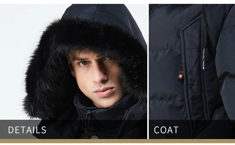 Мужская Толстая зимняя куртка и пальто, новинка, Повседневная модная зимняя куртка с меховым воротником, Мужское пальто теплый, Облегающая посадка, пуховики