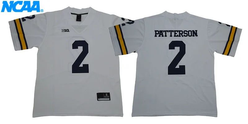 Новое поступление высокое качество Мичиган Patterson#2 футболка колледжа Джерси S-XXXL - Цвет: 2