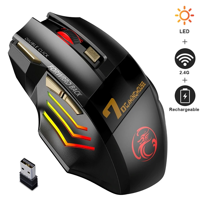 RGB беспроводная мышь геймер компьютерная эргономичная игровая Бесшумная