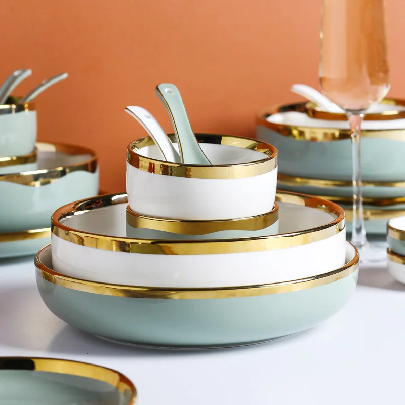 Ceramic Gold Plate Dinnerware Set - Image 2