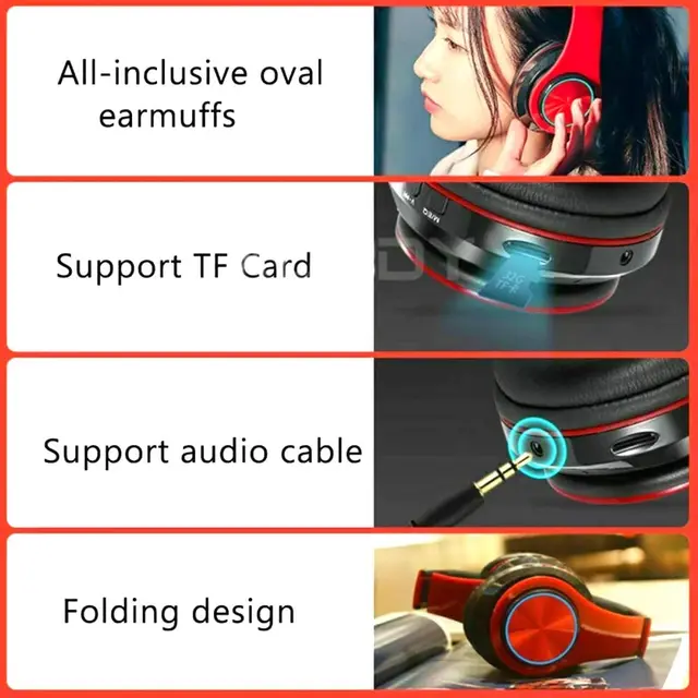 Headsets Gamer Headphones Blutooth Surround Sound Stereo Wireless Earphone USB With MicroPhone Colourful Light PC Laptop Headset 4