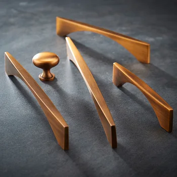 

Simple Furniture Door Knob for Modern Kitchen Wardrobe Copper Brushed Handles Coffee Ancient Drawer Cabinet Closet Cupboard Pull