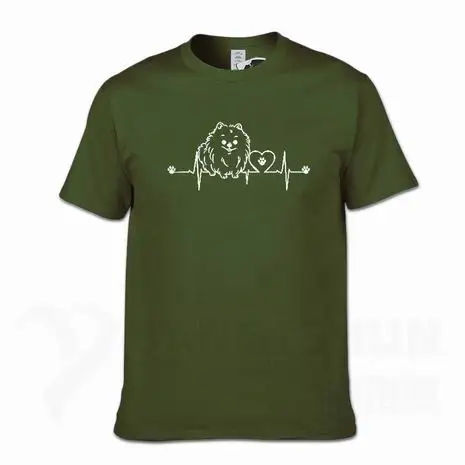 New Funny Pomeranian T Shirt Unisex Short Sleeve O-Neck 16 Colors Cotton Casual Cute Heartbeat Dog T-shirt Girls Woman Tshirt