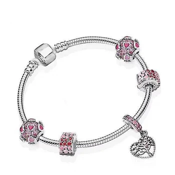 

NEW New 100% 925 Sterling Silver Simple Bracelet For Women Valentine's Day Heart Chain Charms Bead Fashion Jewelry Original
