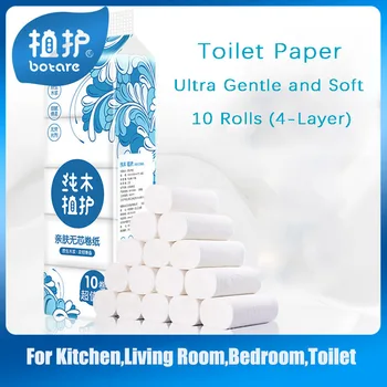 

[in stock]10 Rolls Toilet Paper Household Bathroom Kitchen Tissue Skin-friendly Soft 4-Layer Paper Home Supplies Health Care