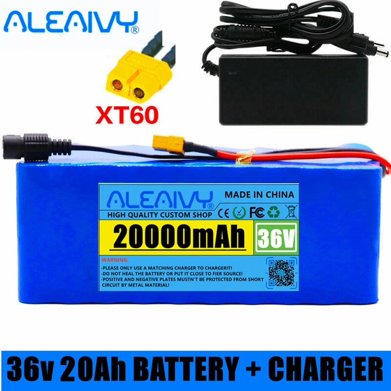 

36V 20AH Electric Bicycle Battery Built-in 20A BMS Lithium Battery Pack 36 Volt 2A Charging e-bike Battery 42V Charger+XT60