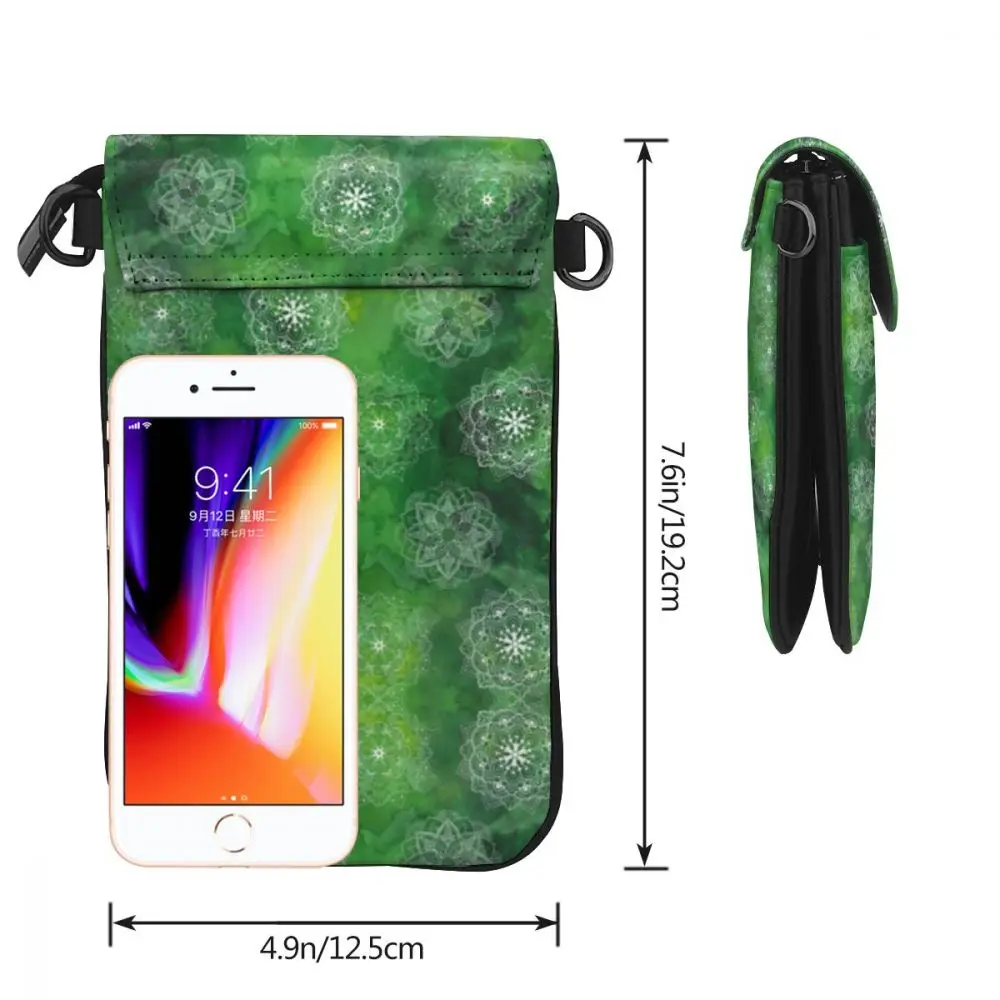 NOISYDESIGNS Watercolor Mandala Green Women Shoulder Bag PU Leather Money Wallet Mini Mobile Long Phone Bags Messenger Bag