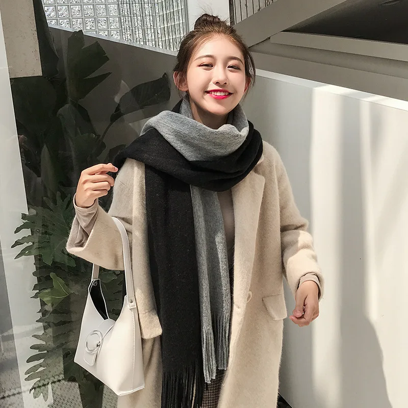 Кашемировый женский шарф зимняя теплая шаль Foulard Femme Пашмина шерсть палантин голова шеи длинный зимний шарф женский для женщин