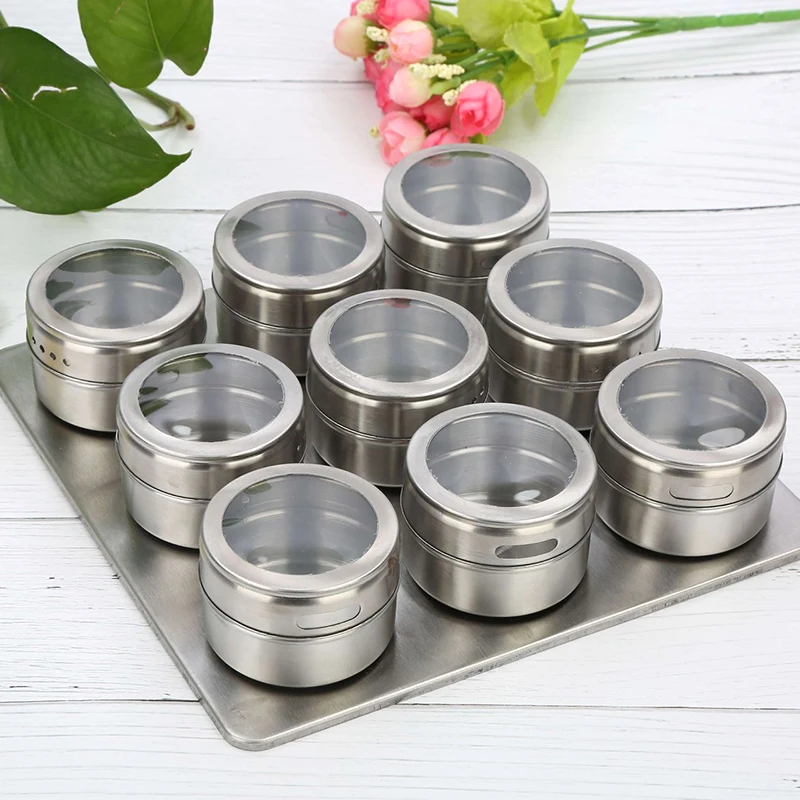 6/9/12 Pieces Stainless Steel Spice Jars For Herbs Salt Pepper Magnetic Cans Seasoning Container Storage Pot | Дом и сад