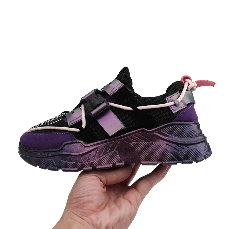 Weweya; коллекция года; фиолетовые кроссовки для женщин; Новинка; Стильная Спортивная обувь; удобная обувь на высоком каблуке для прогулок и бега; обувь для девочек; 42 - Цвет: Purple